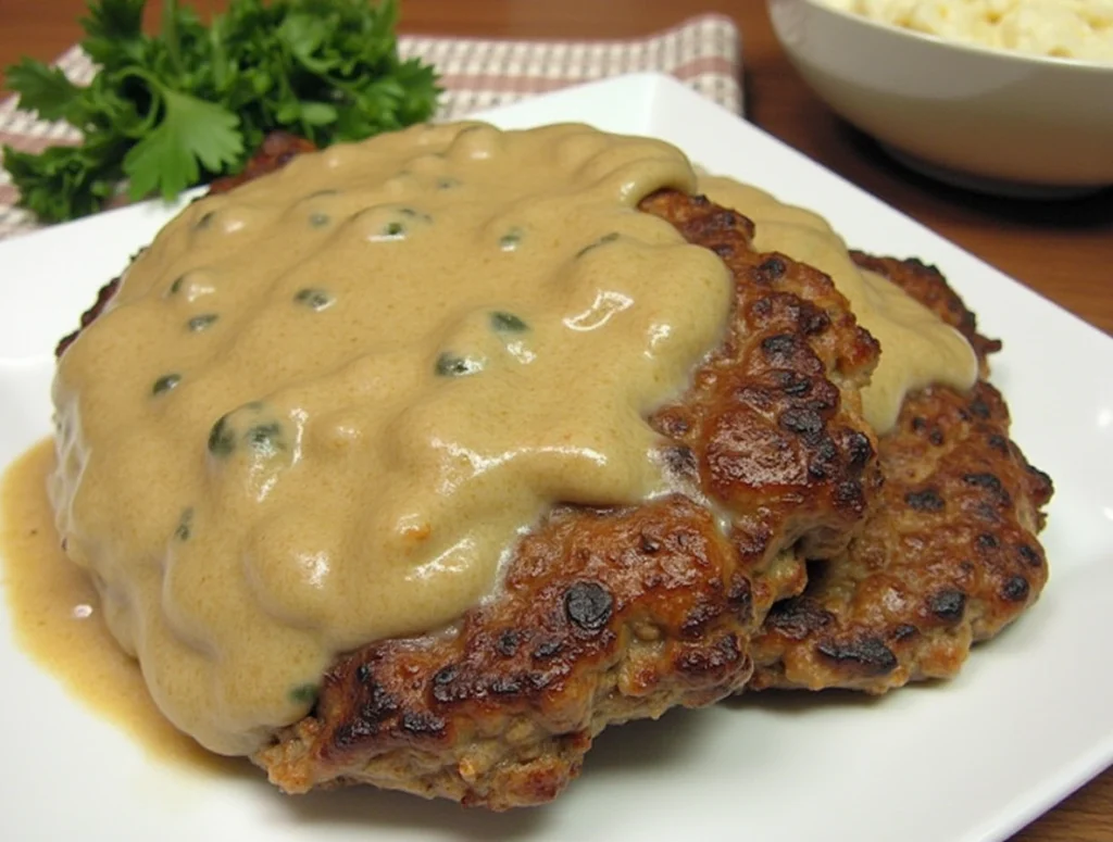 Homemade Hamburger Steaks with Onion Gravy Recipe 1 hamburger steaks with onion gravy 1